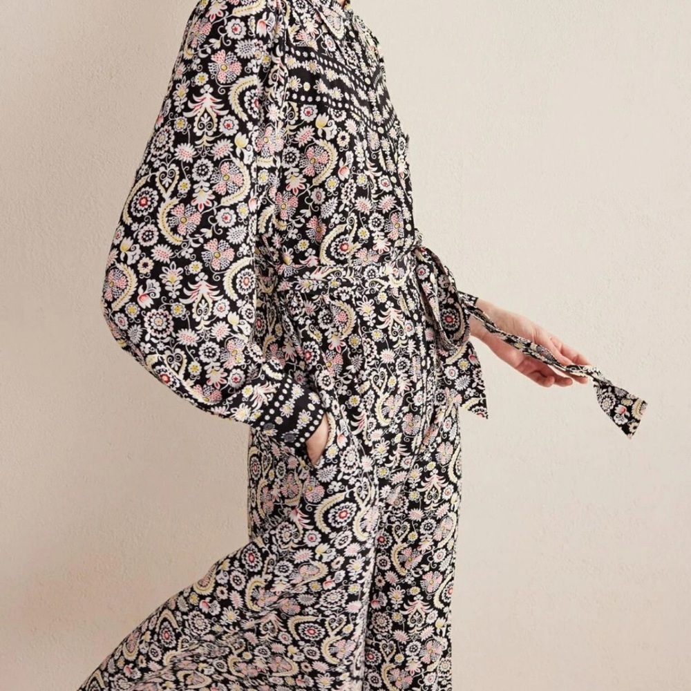 Boden Long Sleeve MIDI Dress Black Paisley D0478 BLK Size US 6L NWT - Picture 3 of 7